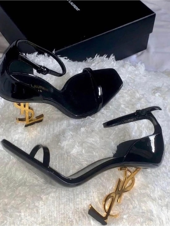 Saint Laurent Shoes - Saint Laurent Opyum Patent YSL Logo Heel Sandals